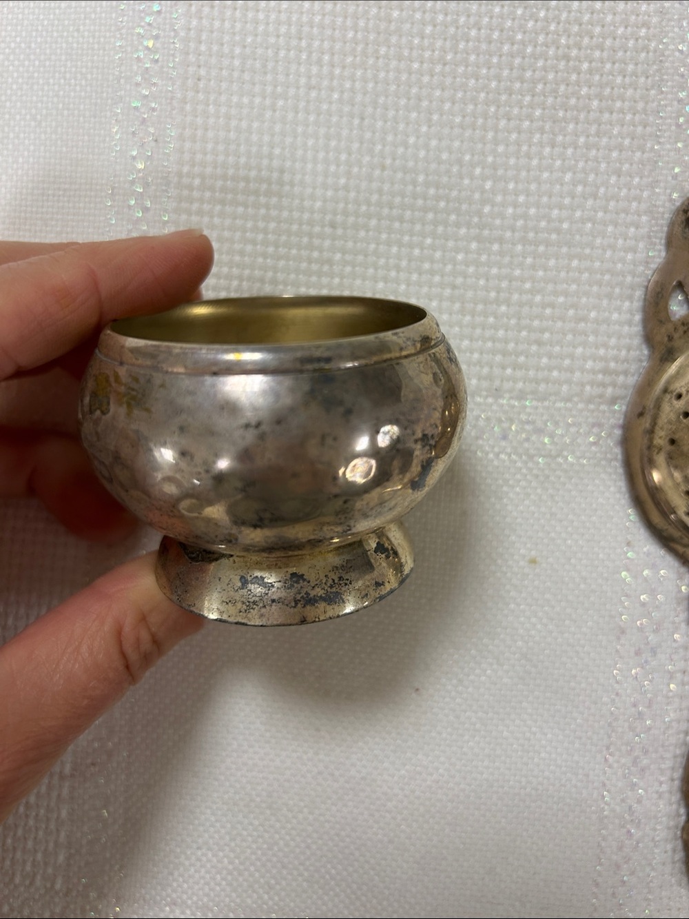 Vintage silver plated tea strainer and drip bowl set image 4